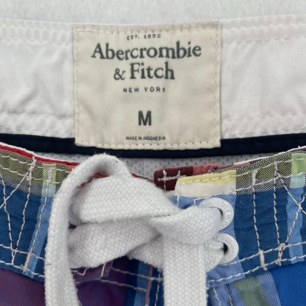 Abercrombie & Fitch Board Shorts Mens M Multicolor Plaid Y2K Lined Swim Retro
